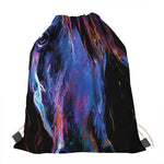 Dark Blue Horse Portrait Print Drawstring Bag