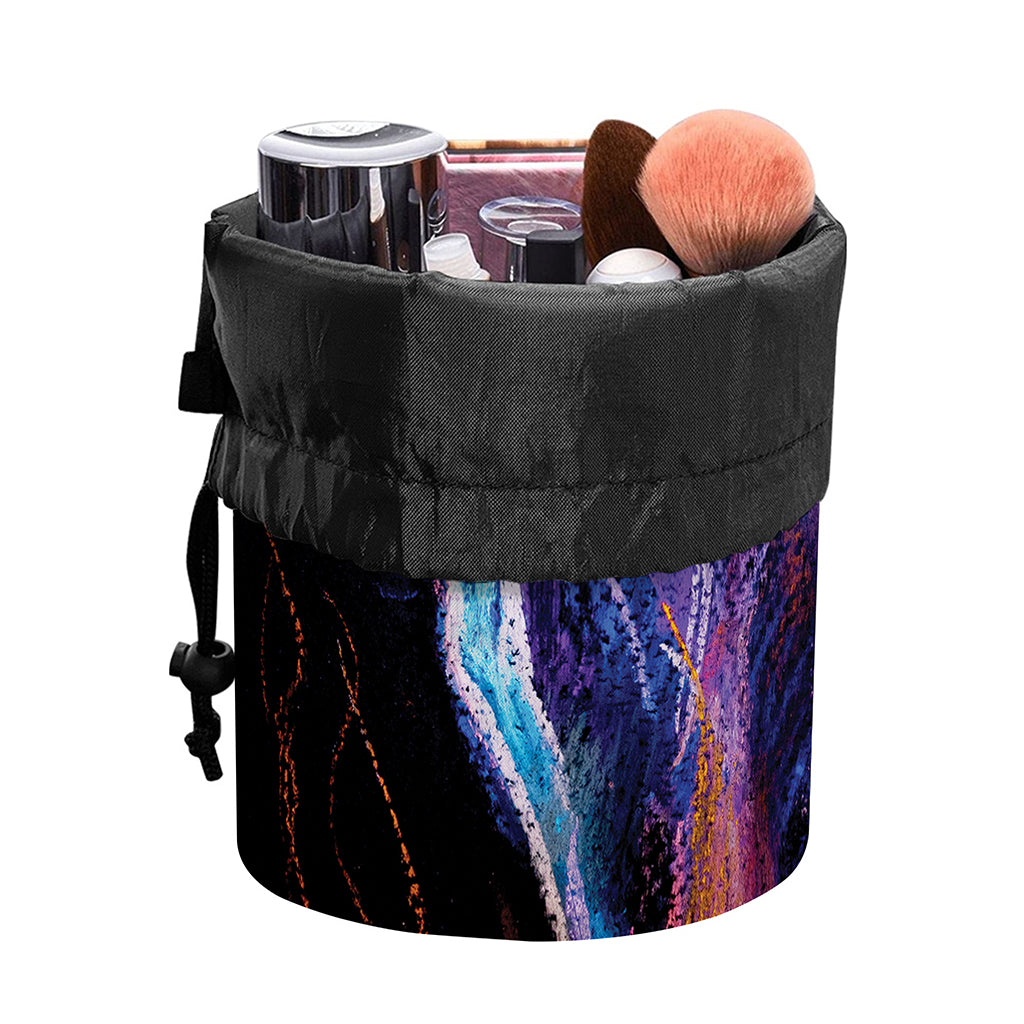 Dark Blue Horse Portrait Print Drawstring Makeup Bag