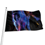 Dark Blue Horse Portrait Print Flag