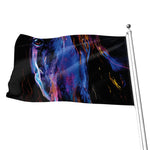 Dark Blue Horse Portrait Print Flag