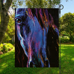 Dark Blue Horse Portrait Print Garden Flag