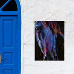 Dark Blue Horse Portrait Print Garden Flag