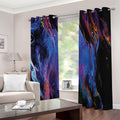 Dark Blue Horse Portrait Print Grommet Curtains