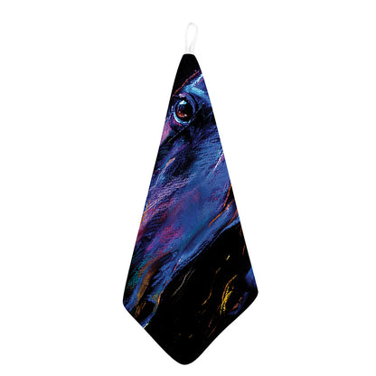 Dark Blue Horse Portrait Print Hand Towel