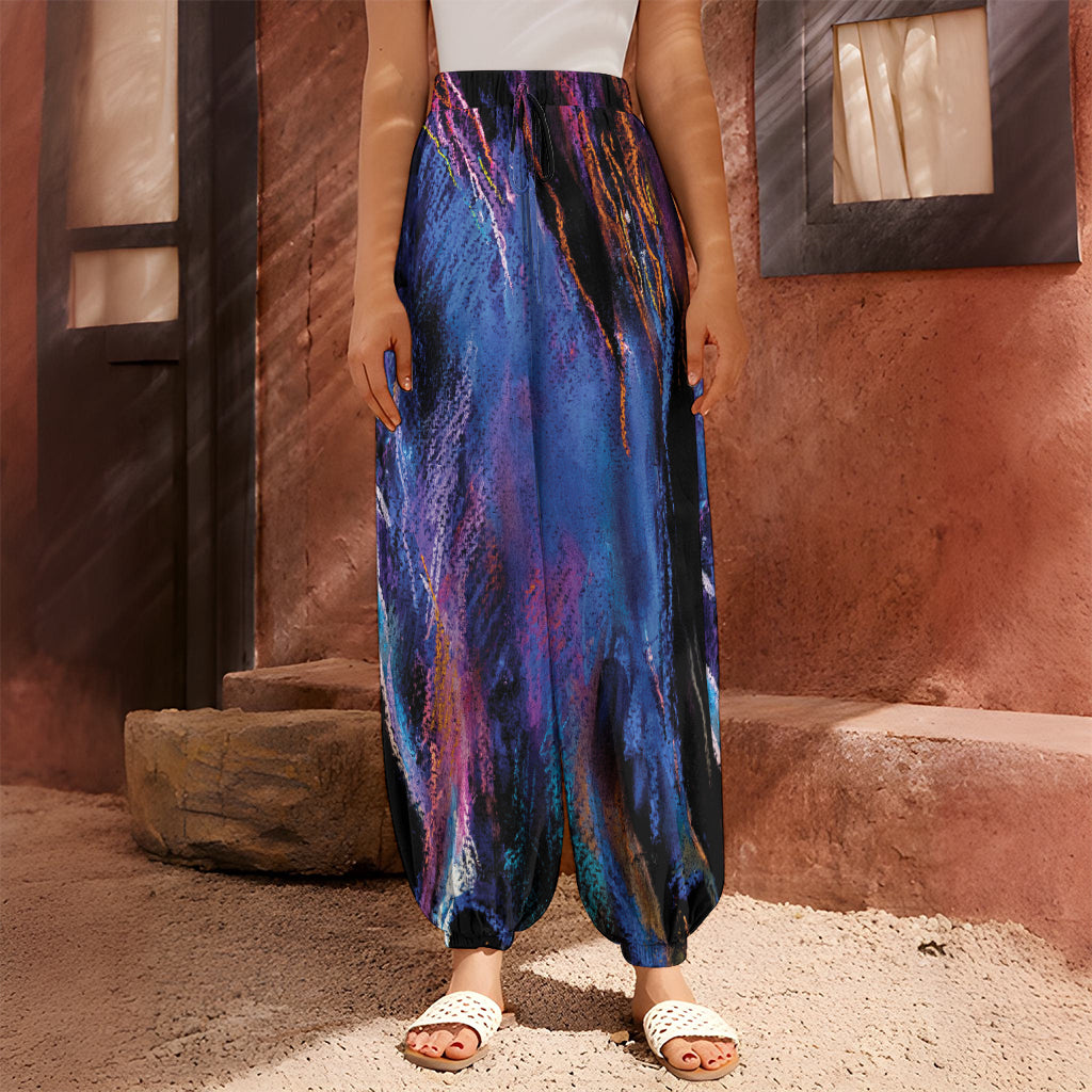 Dark Blue Horse Portrait Print Harem Pants