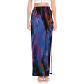 Dark Blue Horse Portrait Print High Slit Maxi Skirt
