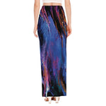 Dark Blue Horse Portrait Print High Slit Maxi Skirt