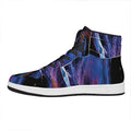 Dark Blue Horse Portrait Print High Top Leather Sneakers