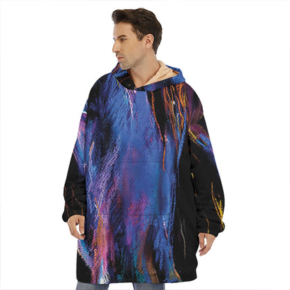 Dark Blue Horse Portrait Print Hoodie Blanket