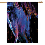 Dark Blue Horse Portrait Print House Flag