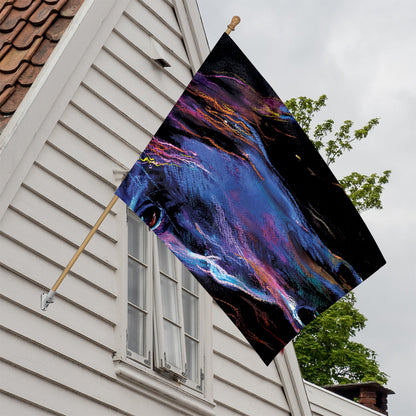 Dark Blue Horse Portrait Print House Flag