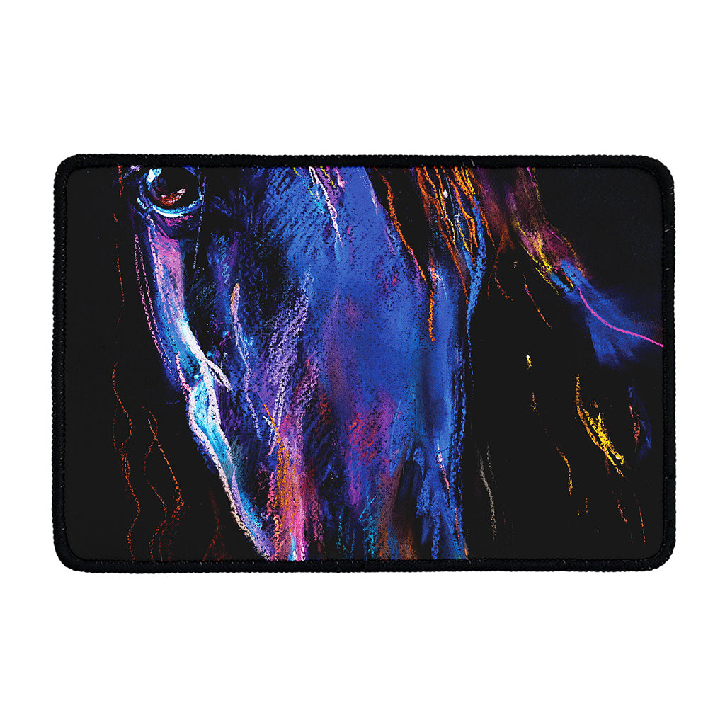 Dark Blue Horse Portrait Print Kitchen Mat