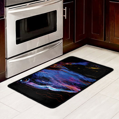 Dark Blue Horse Portrait Print Kitchen Mat