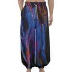 Dark Blue Horse Portrait Print Lantern Pants