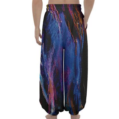 Dark Blue Horse Portrait Print Lantern Pants