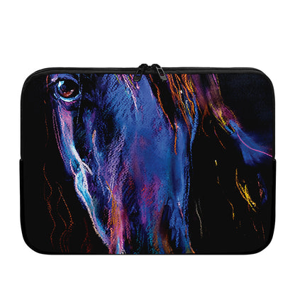 Dark Blue Horse Portrait Print Laptop Sleeve