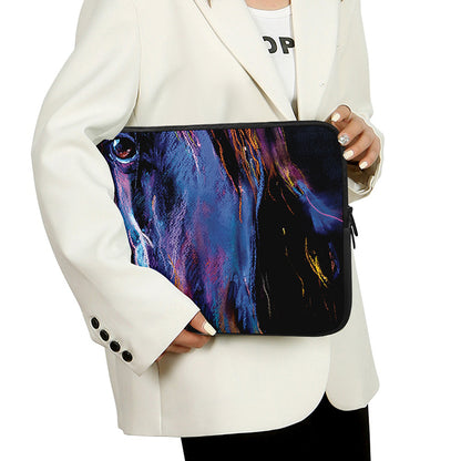 Dark Blue Horse Portrait Print Laptop Sleeve