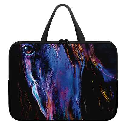 Dark Blue Horse Portrait Print Laptop Sleeve With Handle