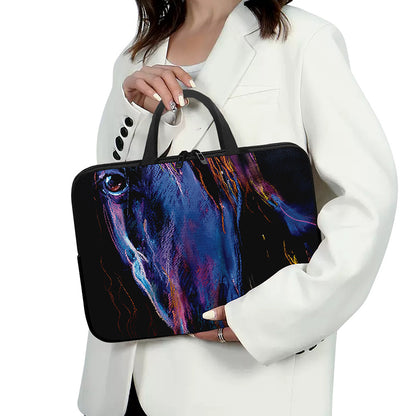Dark Blue Horse Portrait Print Laptop Sleeve With Handle