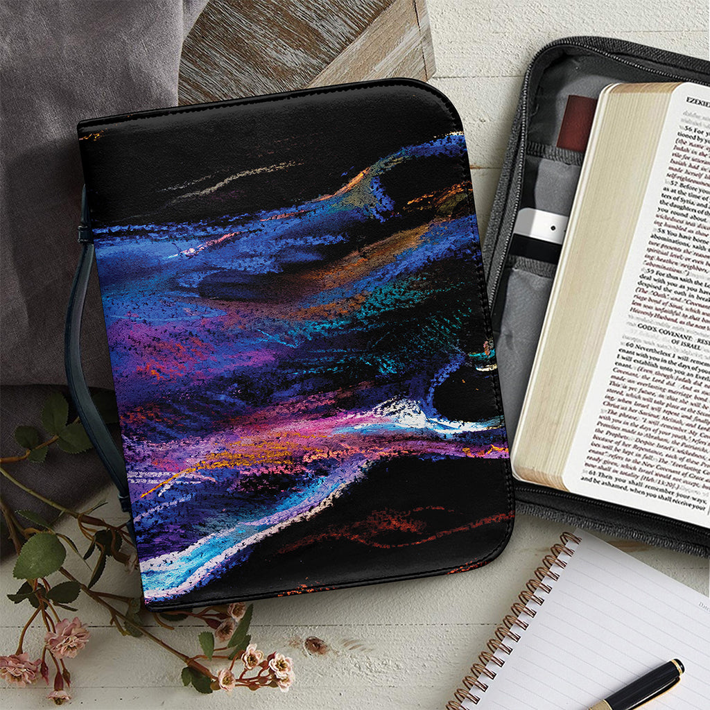 Dark Blue Horse Portrait Print Leather Bible Cover