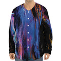 Dark Blue Horse Portrait Print Long Sleeve Baseball Jersey