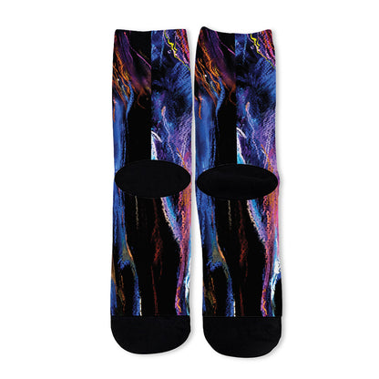 Dark Blue Horse Portrait Print Long Socks