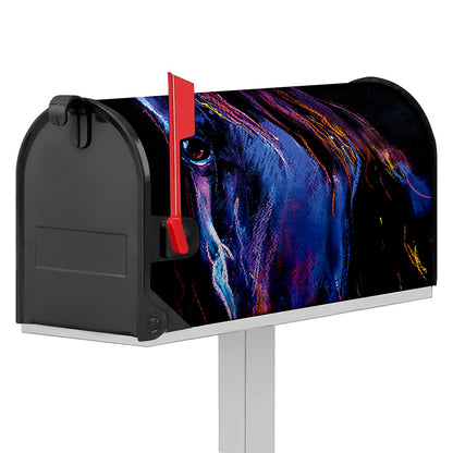 Dark Blue Horse Portrait Print Mailbox Cover