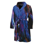 Dark Blue Horse Portrait Print Men's Bathrobe