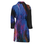 Dark Blue Horse Portrait Print Men's Bathrobe