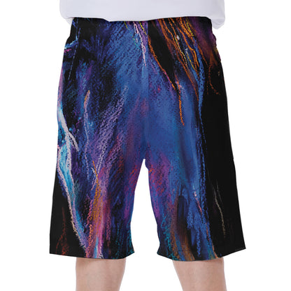 Dark Blue Horse Portrait Print Men's Beach Shorts
