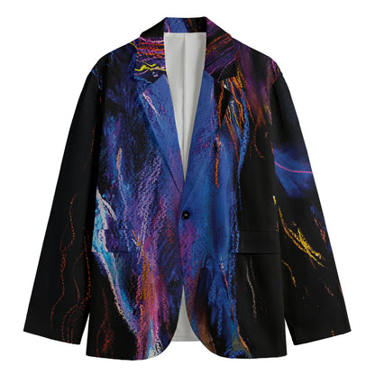 Dark Blue Horse Portrait Print Men's Blazer