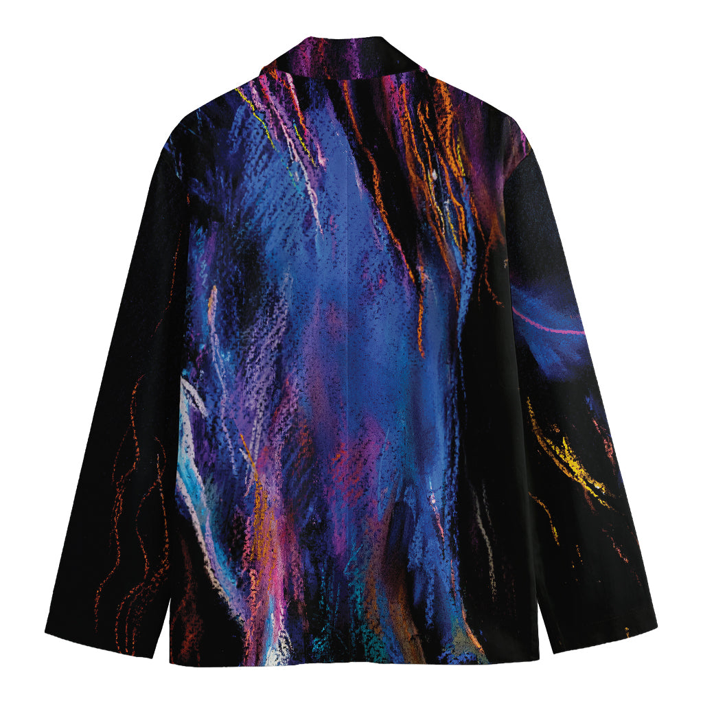 Dark Blue Horse Portrait Print Men's Blazer
