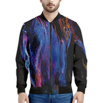 Dark Blue Horse Portrait Print Men's Bomber Jacket