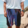 Dark Blue Horse Portrait Print Men's Cargo Shorts