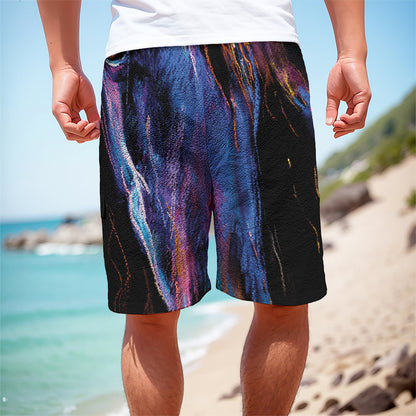 Dark Blue Horse Portrait Print Men's Cargo Shorts