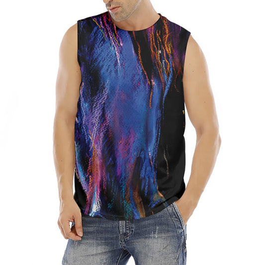 Dark Blue Horse Portrait Print Men's Fitness Tank Top