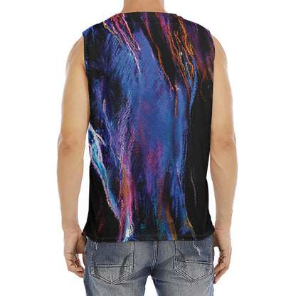 Dark Blue Horse Portrait Print Men's Fitness Tank Top