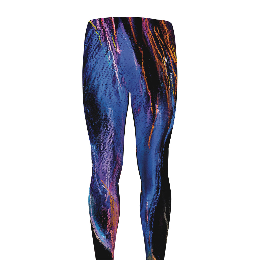 Dark Blue Horse Portrait Print Men's leggings