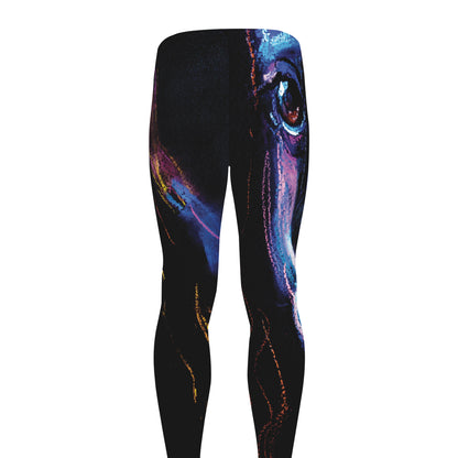 Dark Blue Horse Portrait Print Men's leggings