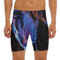 Dark Blue Horse Portrait Print Men's Long Boxer Briefs