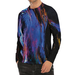 Dark Blue Horse Portrait Print Men's Long Sleeve Rash Guard