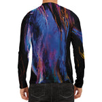 Dark Blue Horse Portrait Print Men's Long Sleeve Rash Guard