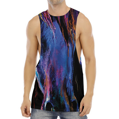 Dark Blue Horse Portrait Print Men's Muscle Tank Top