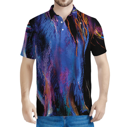 Dark Blue Horse Portrait Print Men's Polo Shirt
