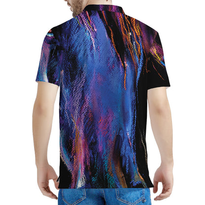 Dark Blue Horse Portrait Print Men's Polo Shirt