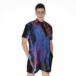 Dark Blue Horse Portrait Print Men's Rompers