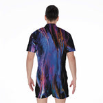 Dark Blue Horse Portrait Print Men's Rompers
