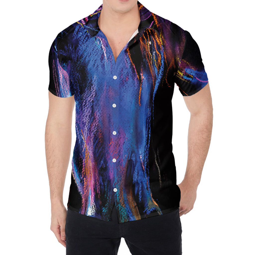 Dark Blue Horse Portrait Print Men's Shirt