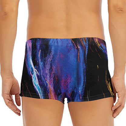 Dark Blue Horse Portrait Print Men's Short Boxer Briefs