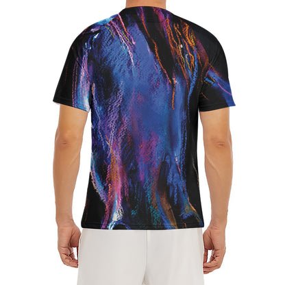 Dark Blue Horse Portrait Print Men's Short Sleeve Rash Guard
